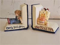 CUTE! SET OF VTG CERAMIC BOOKENDS-FALL IN-FALL OUT