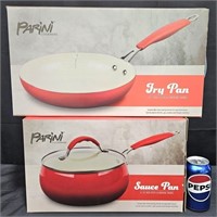 New Parini Aluminum Enamel Fry & Sauce Pans