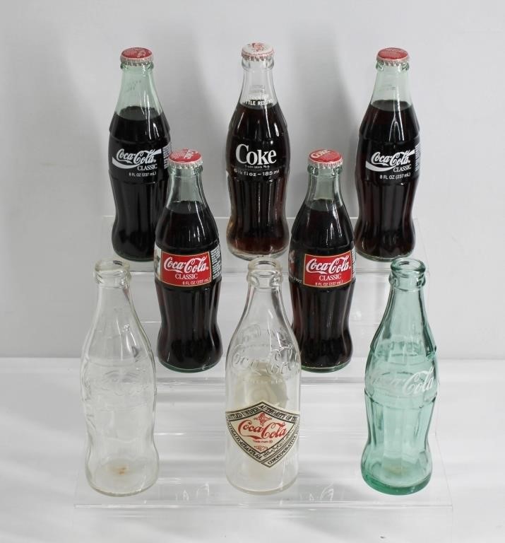 Lot Of 8 Vintage Coca-Cola Bottles