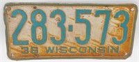 1936 Wisconsin License Plate