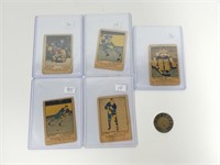 5 cartes de hockey, années 1950