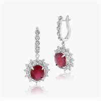 14K WHITE GOLD 11.25CT RUBY 1.44CT DIAMOND EARRING