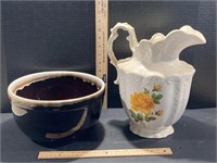 Pitcher And Brown Deep Bowl