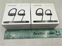 NEW Lot of 2- LETSCOM Wireless Sports Headphones