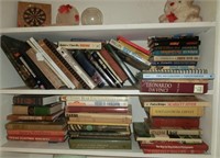 lot books & misc,. in built in shelf