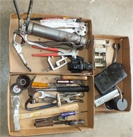 GREASE GUN, WRENCHES, PRY BAR, MORE