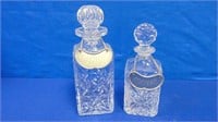 (2) Crystal Liquor Decantors With Pewter Name ,