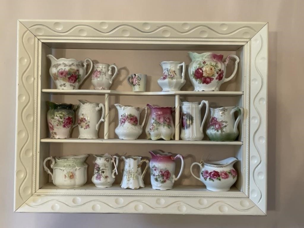 Vintage China Pieces with Display Shelf