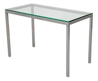 Knoll Style Glass Top Chrome Side Table