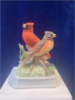 Gorham Red Cardinals Porcelain Music Box 6"