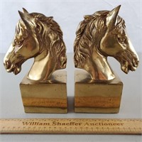 Brass Horse Head Bookends 8 & 1/4" H