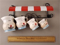 Vintage Japan Ceramic Measuring Cups w/ Rack