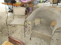 2pc Wrought Metal & Wicker Patio Chairs