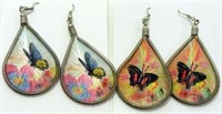 2 Pairs of Hand Made Butterfly Earrings