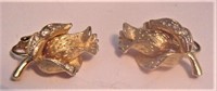 COROCRAFT Goldtone Rhinestone Clip-On Earrings