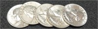 (5) AU/BU Washington Silver Quarters: