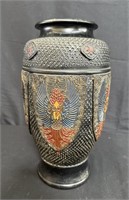 Hand-painted Japanese ceramic vase, 12.5"h x