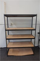 Utility metal and wood shelving unit