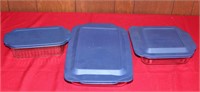 3 Pc Lot: Pyrex Baking Dishes with Lid