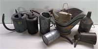 Lot of 8 Galvanized Cans & Coal Bucket