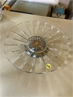 cut glass cake plate with silverplate base
