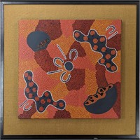 A Large Unsigned Oil On Board Aboriginal Painting