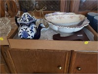 Teapot & Vintage Floral Dishes, Bowls