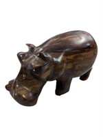 Dark Iron Wood Carved Hippo Sculpture-4"