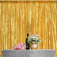 O715  JYFLZQ Gold Sequin Backdrop Curtain, 8ft x 8