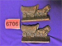 Pair of Covered Wagon Cast Iron Pieces