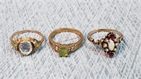 3- Vintage Gold Colored Rings- Left 1 is 10K Gold