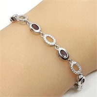 Sterling Silver 1.90 Ct Rhodolite Garnet Bracele