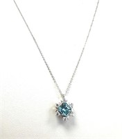 Sterling Silver Austrian Blue Crystal Necklace