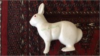 White painted cast iron large rabbit figure, 9"