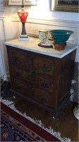 Small 3 drawer marble top dresser, nice gray