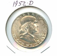 1952-D Franklin Silver Half Dollar