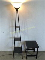 Standing Metal Lamp & Side Table