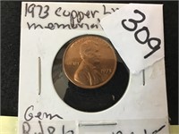 1973 Copper Lincoln Mem Cent Red Gem BU MS-65t