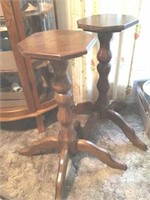 TWO HEAVY WOOD PLANT STANDS