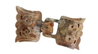 Early Chinese Calcified Green Jade Belt Clasp