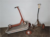 SILVER STREAK WAGON AND METAL SCOOTER
