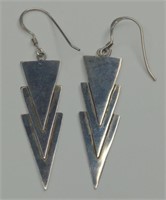 Sterling Silver Triangle Dangle Earrings