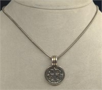 Vintage Sterling Cross Pendant Necklace