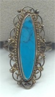 VIntage Sterling Filigree Turquoise Ring