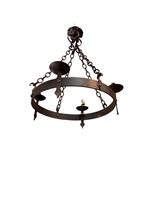 French Round Hand Forged Iron Light Fixture