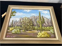 M. Russell Art Desert Scene - Stained