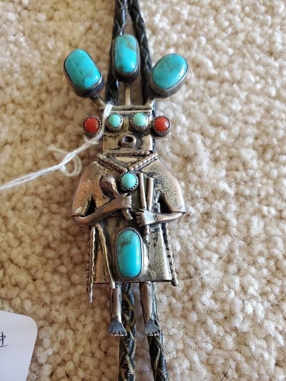 Bennett Sterling And Turquoise Bolo Tie
