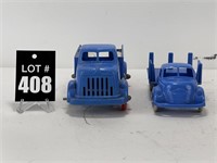 Plastic Blue Trucks with Wheel Missing