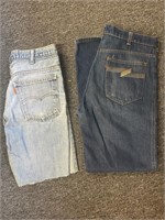 Levi's denim jeans and cut off shorts