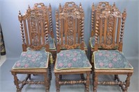 Set of Six Carved Dining Room Chairs